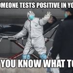 Corona Virus | WHEN SOMEONE TESTS POSITIVE IN YOUR AREA; BUT YOU KNOW WHAT TO DO | image tagged in corona virus | made w/ Imgflip meme maker