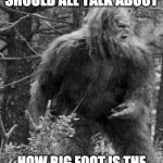Big foot | I THINK WE SHOULD ALL TALK ABOUT; HOW BIG FOOT IS THE HIDE AND SEEK CHAMPION | image tagged in big foot | made w/ Imgflip meme maker