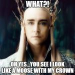 thranduil the moose | WHAT?! OH YES...YOU SEE I LOOK LIKE A MOOSE WITH MY CROWN | image tagged in thranduil the moose | made w/ Imgflip meme maker