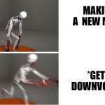 New meme issues | MAKING A  NEW MEME; *GETS DOWNVOTED* | image tagged in scp 096,new meme | made w/ Imgflip meme maker