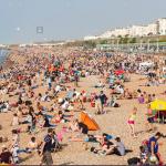 Busy beach social isolation