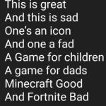 Minecraft good, Fortnite bad meme
