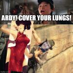 I try not to let you down Short Round | ARDY! COVER YOUR LUNGS! | image tagged in mola ram indy bridge,coronavirus,protection,real life,todaysreality,if real life was like anime | made w/ Imgflip meme maker