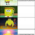 Spongebob evolution | KLEENEX WIPES; MEAT BEAT YEET SHEET | image tagged in spongebob evolution | made w/ Imgflip meme maker