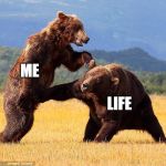 The sad truth | ME; LIFE | image tagged in punching bear,sad truth | made w/ Imgflip meme maker