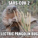 Pondering Pangolin  | SARS-COV-2; AKA ELECTRIC PANGOLIN BUGALOO | image tagged in pondering pangolin | made w/ Imgflip meme maker