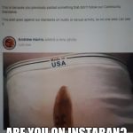 Instaban | ARE YOU ON INSTABAN? | image tagged in instaban | made w/ Imgflip meme maker