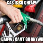 Gas Pump | GAS IS SO CHEAP! TOO BAD WE CAN'T GO ANYWHERE | image tagged in gas pump | made w/ Imgflip meme maker