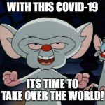 Pinky and the Brain | WITH THIS COVID-19; ITS TIME TO TAKE OVER THE WORLD! | image tagged in pinky and the brain | made w/ Imgflip meme maker