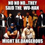 Wu Tang Clan | NO NO NO...THEY SAID THE  WU-HAN; MIGHT BE DANGEROUS | image tagged in wu tang clan | made w/ Imgflip meme maker