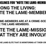 GuidelinesForNoteTheLameMembersThatAreLiving