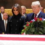 Trump Bush funeral casket flag