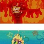 Spongebob Burning | ASIAN KID GETTING A-; ME, BOMBING THE TEST | image tagged in spongebob burning,memes,school | made w/ Imgflip meme maker