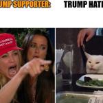 Woman Yelling At Cat Not Your President Don't Spend Stimulus meme