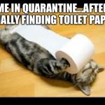 Funny animals | ME IN QUARANTINE...AFTER FINALLY FINDING TOILET PAPER | image tagged in funny animals | made w/ Imgflip meme maker