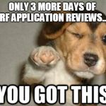 You got this | ONLY 3 MORE DAYS OF JRF APPLICATION REVIEWS... | image tagged in you got this | made w/ Imgflip meme maker