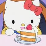 Hello Kitty Eating Cake