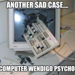 Now that's what I call a problem! | ANOTHER SAD CASE.... OF COMPUTER WENDIGO PSYCHOSIS | image tagged in smashed computer | made w/ Imgflip meme maker