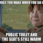 That Face You Make | THAT FACE YOU MAKE WHEN YOU GO INTO A; PUBLIC TOILET AND THE SEAT’S STILL WARM | image tagged in that face you make,ron weasley | made w/ Imgflip meme maker