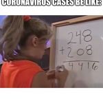 Bad math | THE U.S. GOVERNMENT CALCULATING THE AMOUNT OF CORONAVIRUS CASES BE LIKE: | image tagged in bad math | made w/ Imgflip meme maker