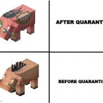 hoglins | AFTER QUARANTINE; BEFORE QUARANTINE | image tagged in hoglins | made w/ Imgflip meme maker