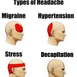 Headaches | Decapitation | image tagged in headaches | made w/ Imgflip meme maker