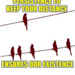 Keep Your Distance | PERSISTENCE TO KEEP YOUR DISTANCE; ENSURES OUR EXISTENCE | image tagged in persistence to keep your distance ensures our existence | made w/ Imgflip meme maker