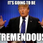 Trump Tremendous | IT'S GOING TO BE; TREMENDOUS | image tagged in trump tremendous | made w/ Imgflip meme maker