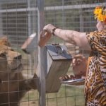 Carole Baskin feeding lion