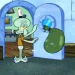 Squidward throwing out trash