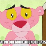 Pink Panther Begs For More ThunderCats | COULD I WATCH ONE MORE THUNDERCATS EPISODE? | image tagged in cute face pink panther,thundercats | made w/ Imgflip meme maker