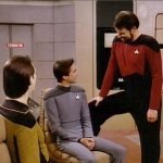 Riker talking to Wesley meme
