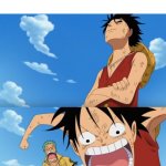 One Piece Luffy Calm Then Yelling meme
