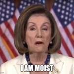 Crazy Nancy | I AM MOIST | image tagged in crazy nancy | made w/ Imgflip meme maker