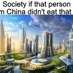 If only | Society if that person from China didn't eat that bat | image tagged in futuristic city,memes,funny,china,coronavirus | made w/ Imgflip meme maker