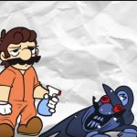 Mario spraying shadow mario meme