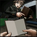 makoto naegi opening kirigiri's notebook danganronpa template meme