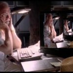 John hammond watching himself on a television screen watching himself on a television screen. | image tagged in ian malcolm | made w/ Imgflip meme maker