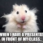 hamster | ME WHEN I HAVE A PRESENTATION IN FRONT OF MY CLASS.. | image tagged in hamster | made w/ Imgflip meme maker