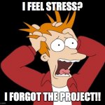 panic attack | I FEEL STRESS? I FORGOT THE PROJECT!! | image tagged in panic attack | made w/ Imgflip meme maker