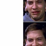 Peter Parker crying/happy meme