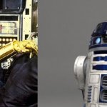 useless Woman And Cat ripoff | image tagged in r2 vs c3po,star wars,meme template,funny,r2d2,c3po | made w/ Imgflip meme maker