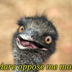 Emu you dare oppose me mortal?