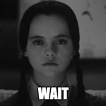 Wednesday Addams | WAIT | image tagged in wednesday addams | made w/ Imgflip meme maker