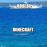 Umbrella Boat | ROBLOX; MINECRAFT | image tagged in umbrella boat,roblox,minecraft | made w/ Imgflip meme maker