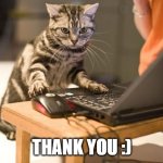 cat computer | THANK YOU :) | image tagged in cat computer | made w/ Imgflip meme maker