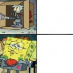 rich spongebob vs poor squidward meme