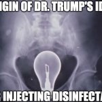 Dr. Trump Idea | ORIGIN OF DR. TRUMP'S IDEA; FOR INJECTING DISINFECTANT | image tagged in dr trump's idea,covid-19,funny memes,funny | made w/ Imgflip meme maker