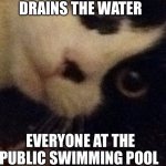 Suprised tom II | DRAINS THE WATER; EVERYONE AT THE PUBLIC SWIMMING POOL | image tagged in suprised tom ii | made w/ Imgflip meme maker