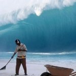 Beach Man Wave Tsunami Ignoring